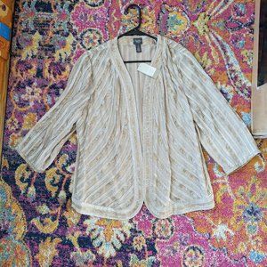 Sparkly Gilded Gold Stripe cardigan / light jacket - NWT - L